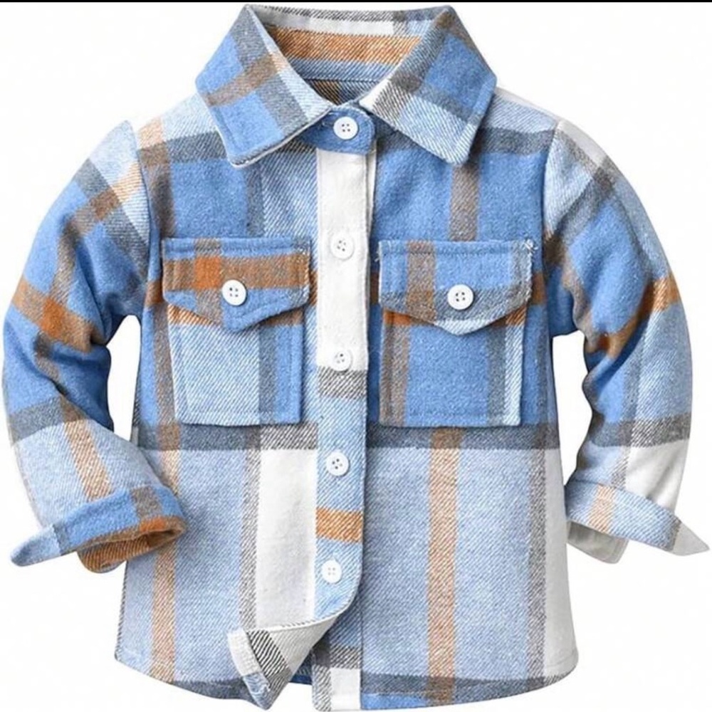 Blue and White Plaid Button-Up Shirt